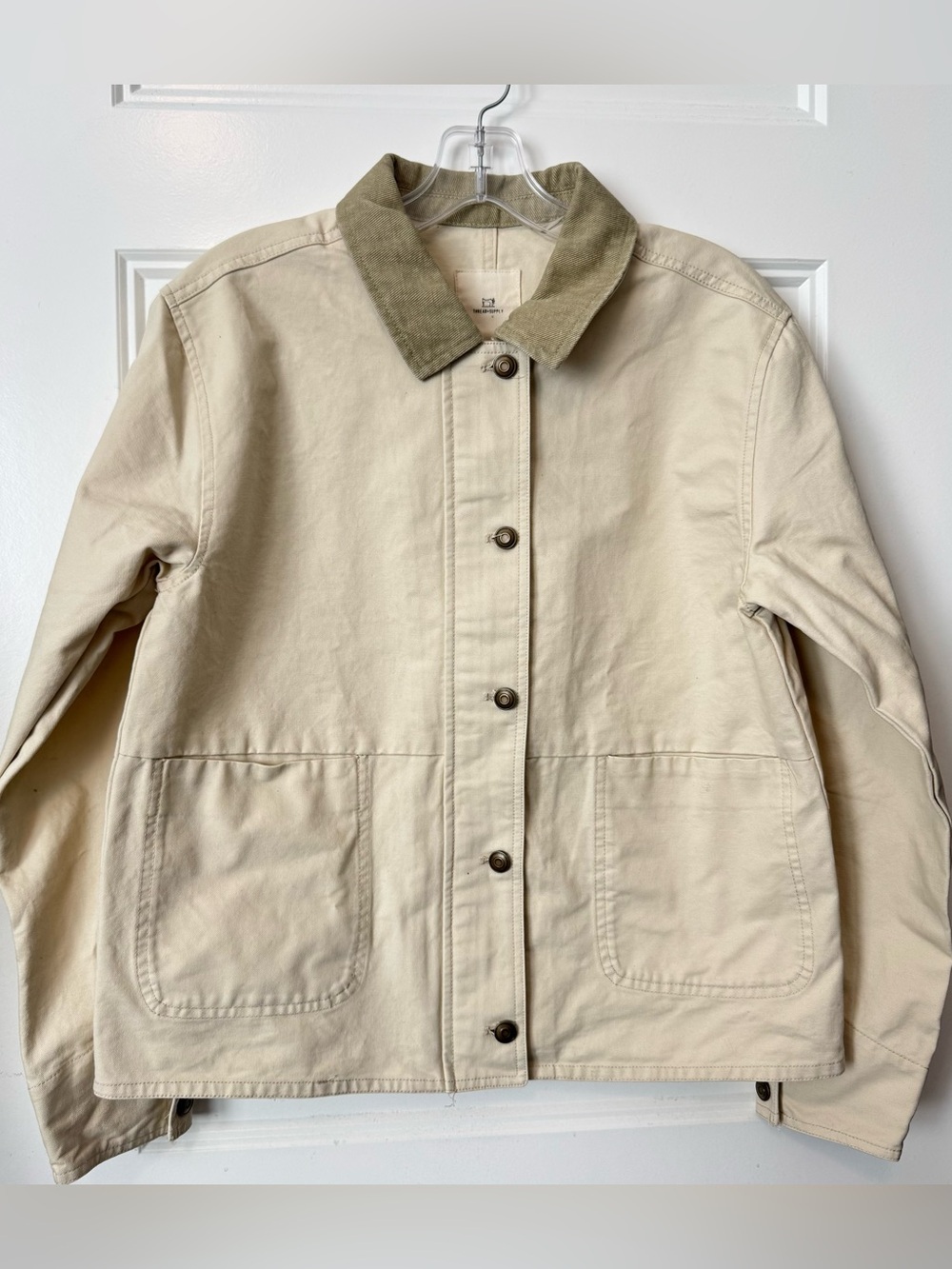 Thread & Supply Cream Utility Chore Jacket Corduroy Collar XS